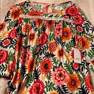 Crown and Ivy Girls Flower Printed Top